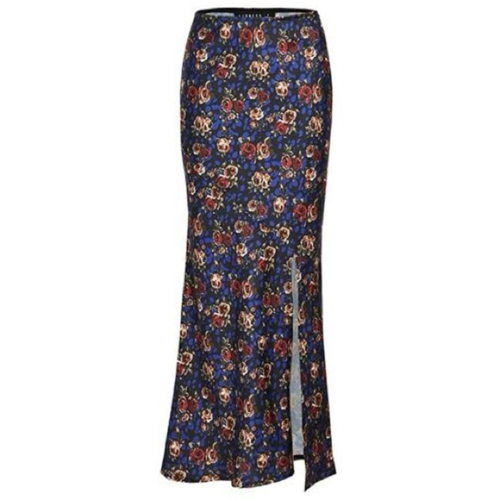 Lioness Summer Thing Ankle Midi Floral Skirt, Blue/Red, Size XS, NWT - Picture 4 of 12